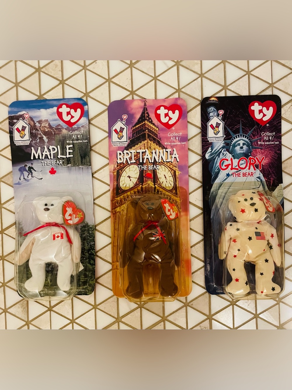 BUNDLE (3) McDonald’s Beanie Babies International Bears Maple Britannia Glory
